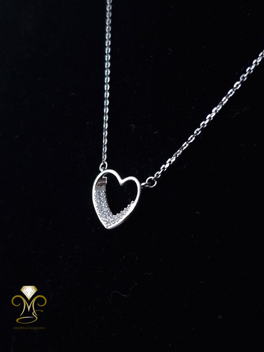 Luxurious S925 Silver heart necklace