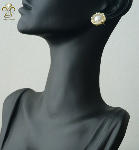 S925 Silver needle Korean Pearls Hoop earrings