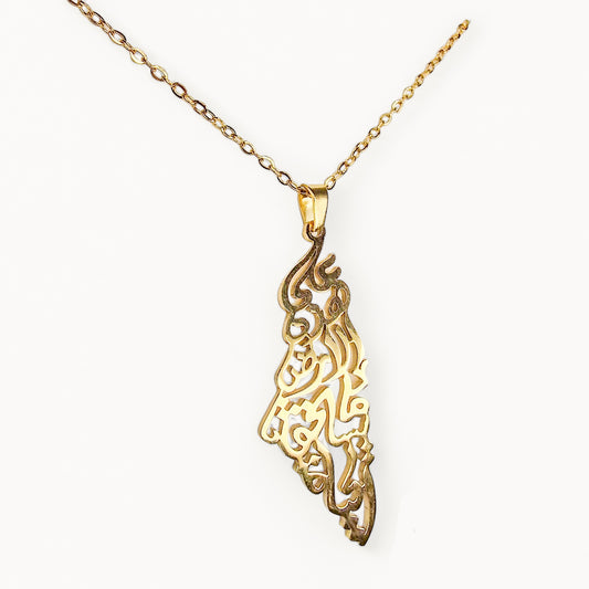 Goldplated Palestine map necklace