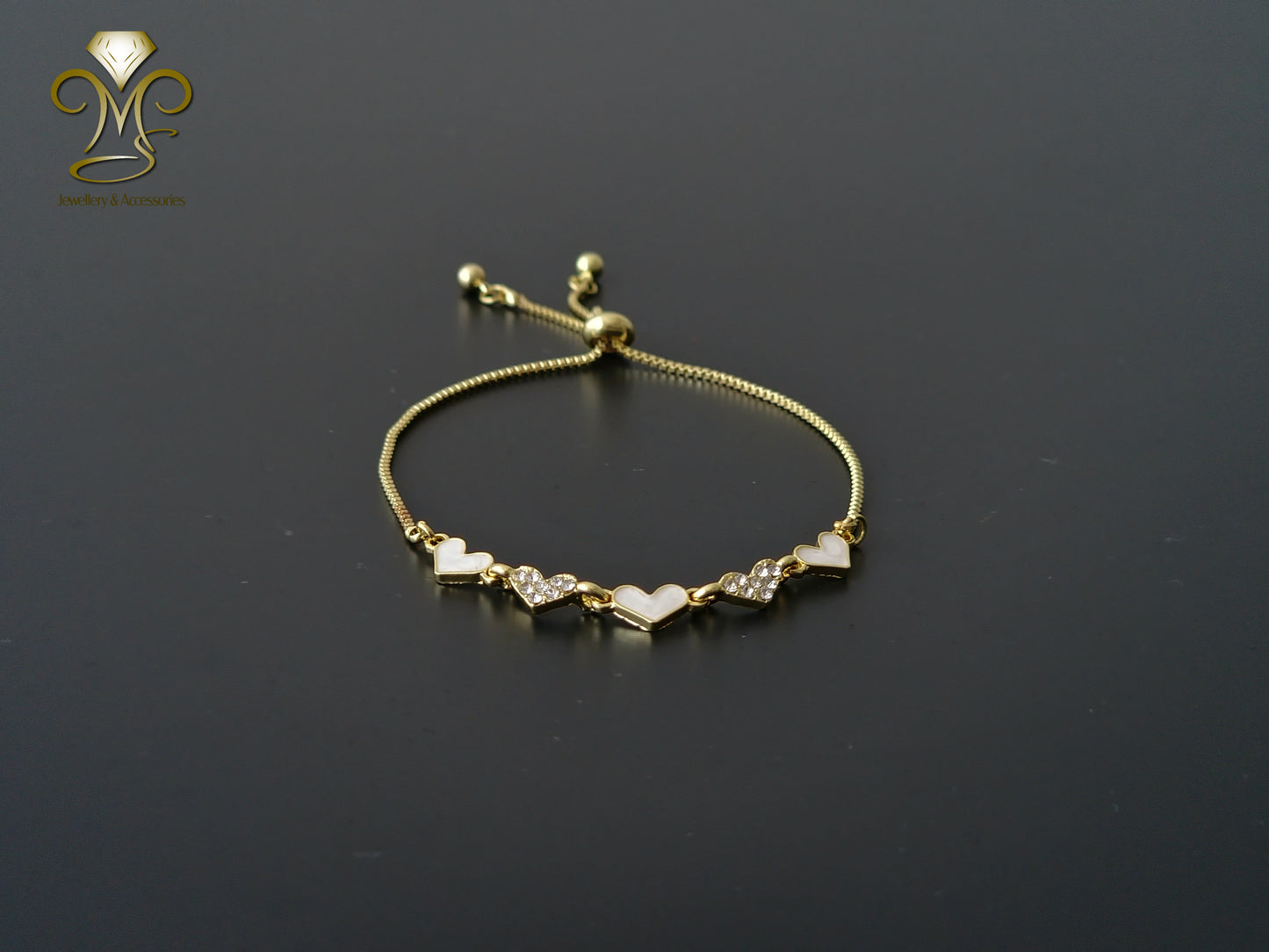Trendy hearts Chain and link gold-plated Bracelet