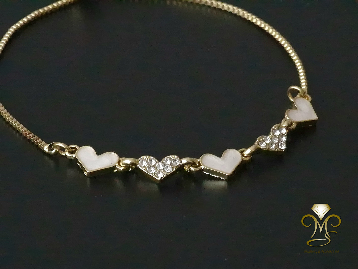 Trendy hearts Chain and link gold-plated Bracelet