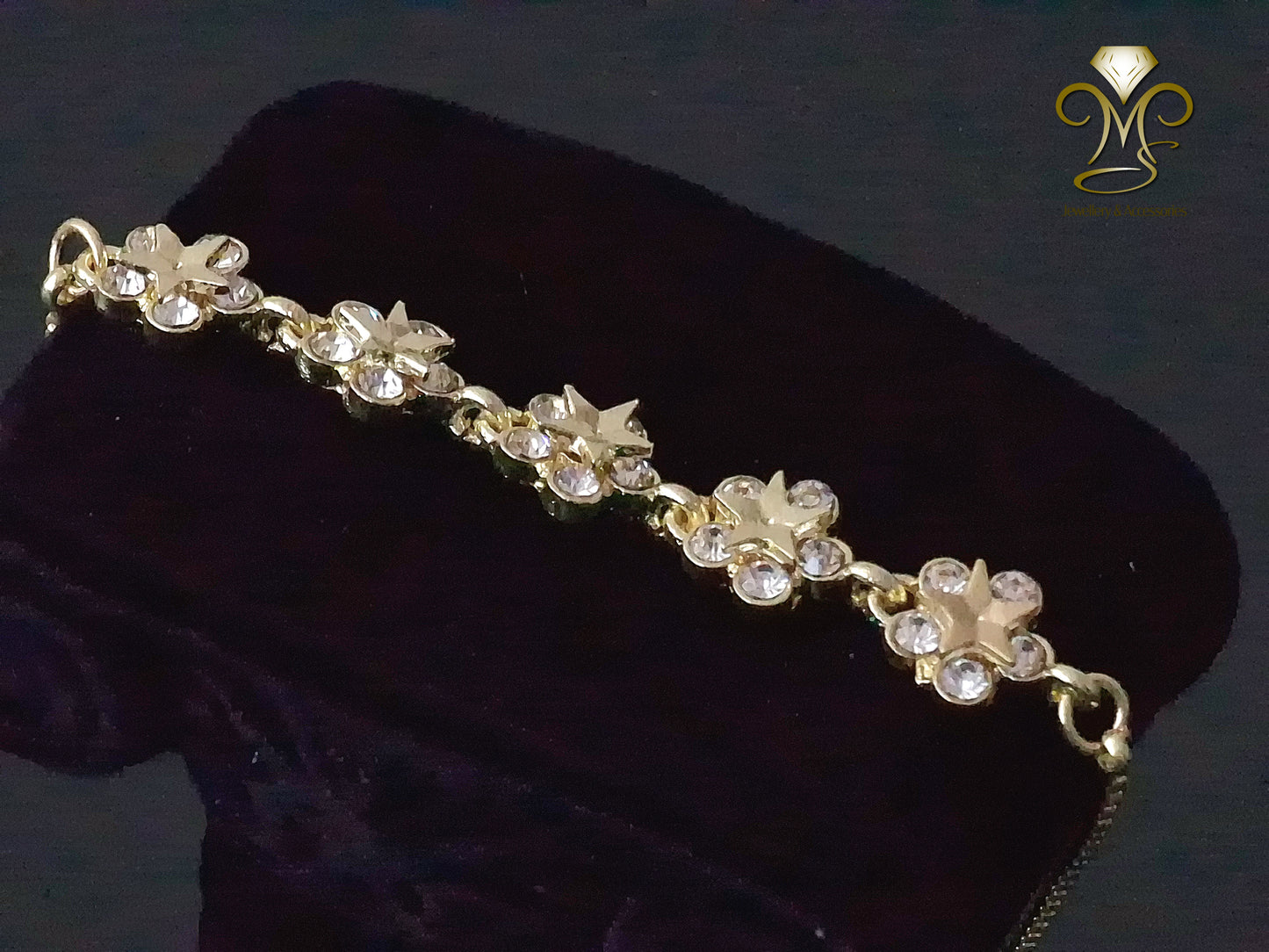 Trendy roses and stars Chain and link gold-plated Bracelet