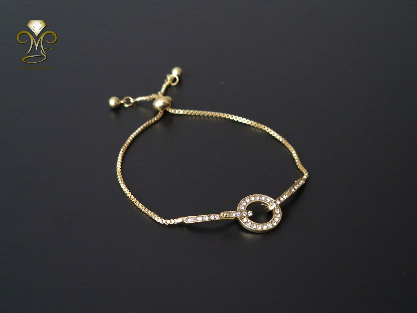 Trendy circle chain and link gold-plated Bracelet