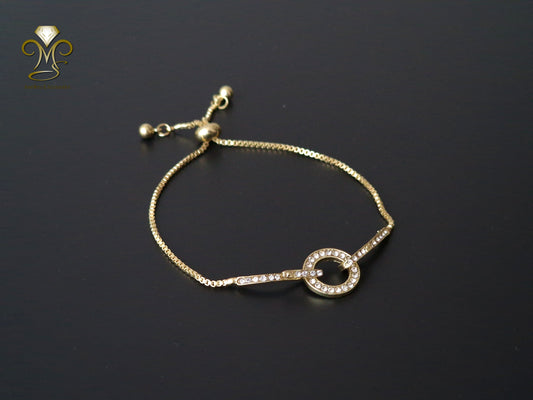 Trendy cirkelketting en vergulde schakelarmband