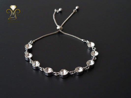 Silver geometyric adjustable bracelet