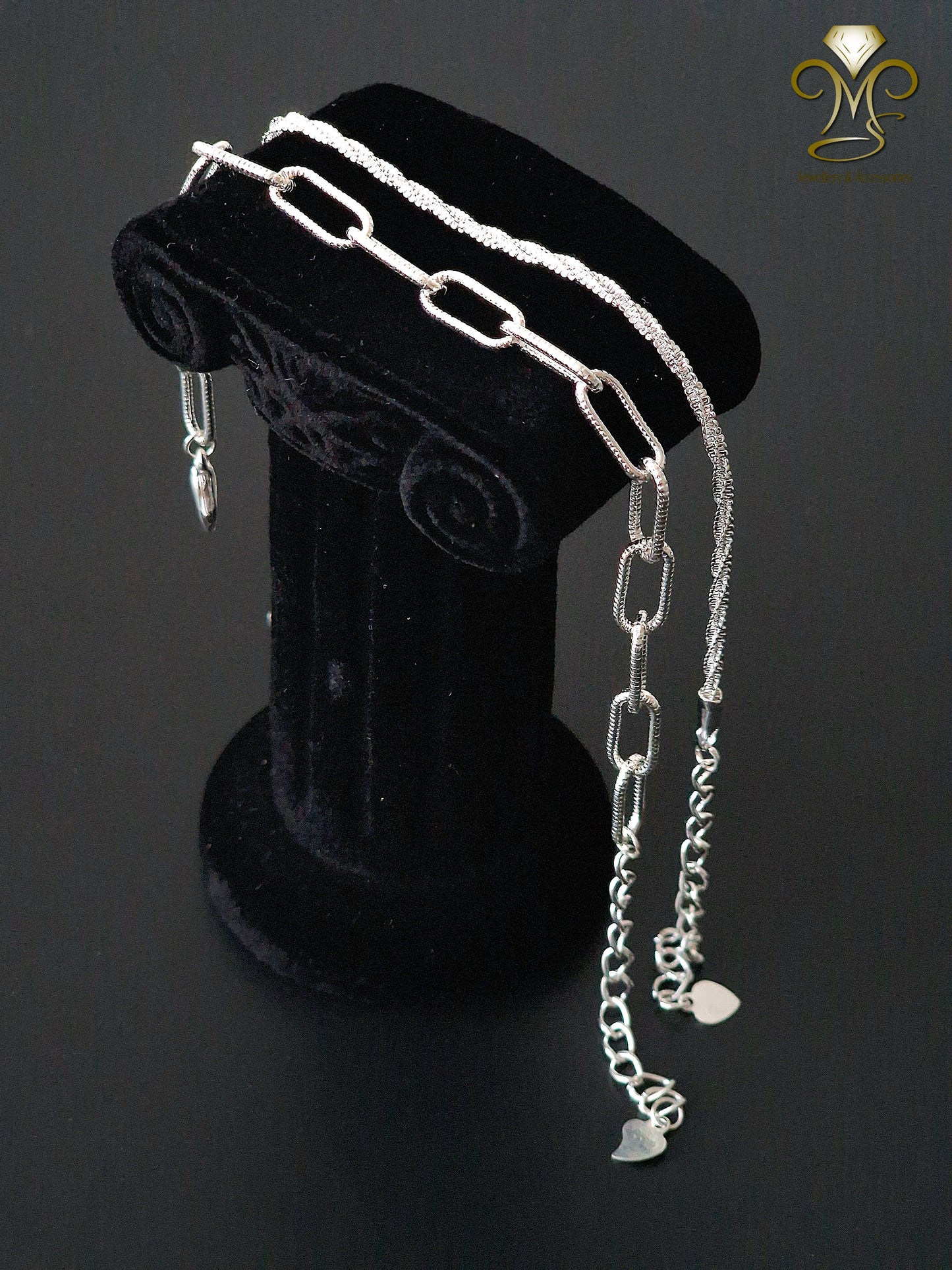 Trendy Chain and link silver couple Bracelets
