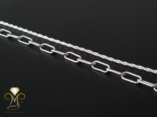 Trendy Chain and link silver couple Bracelets