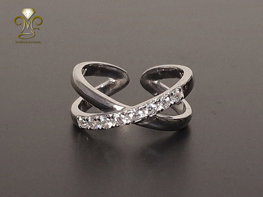 Luxurious 925 Sterling Silver with zircon resizable ring