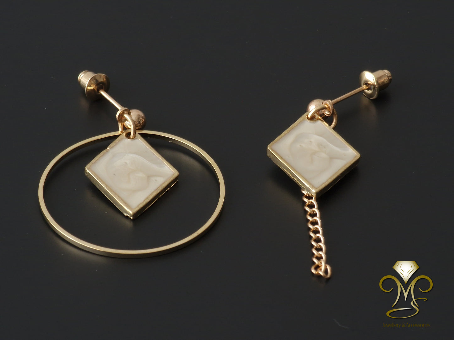 Gold-plated Trendy Korean Acrylic Drop Earrings Style 6