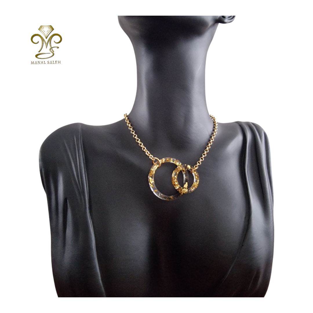 Golden night rings necklace