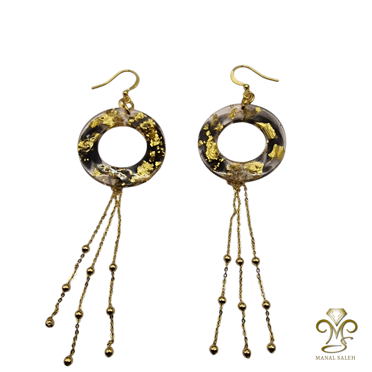 Peacock golden night earrings